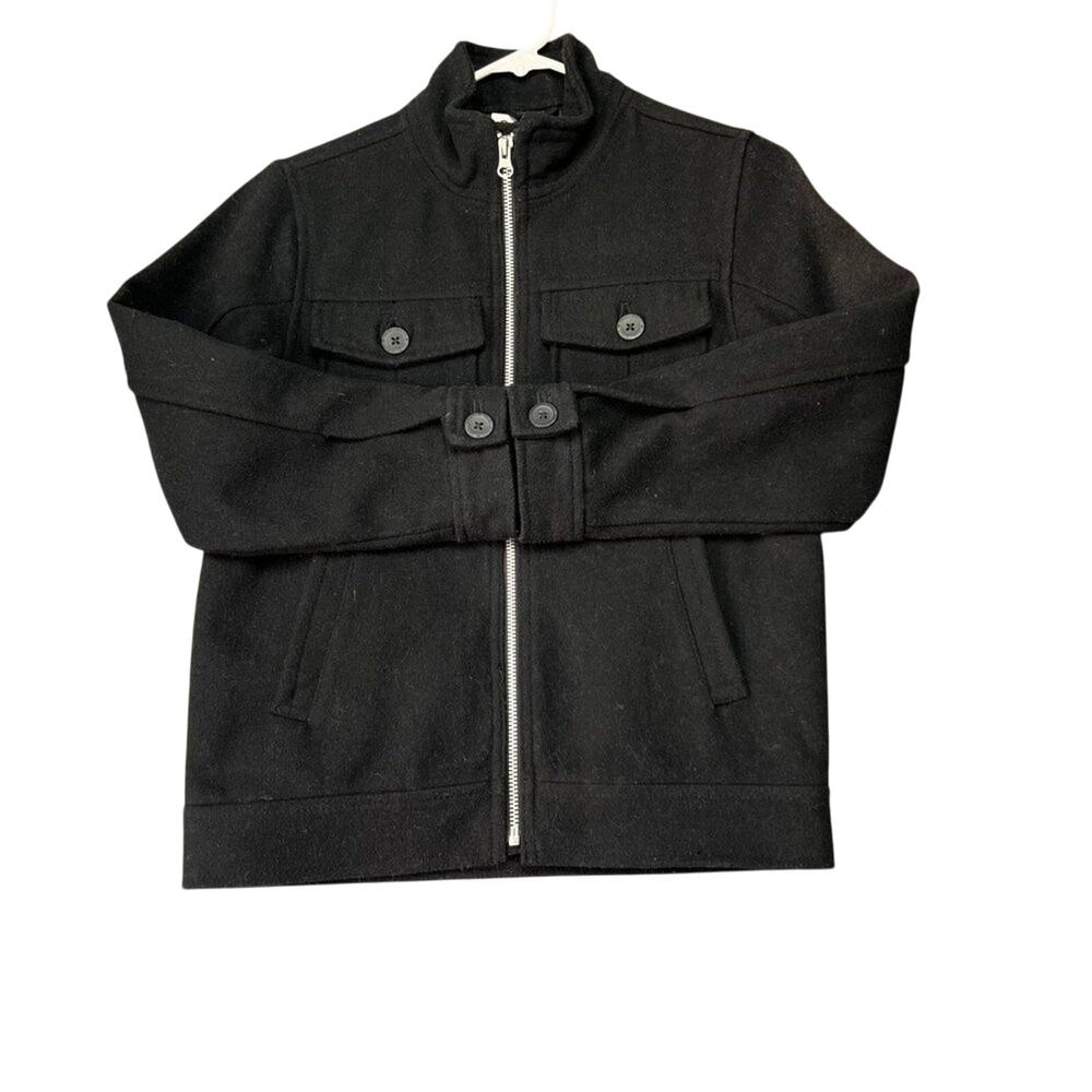 Old Navy Winter Coat Kids M(8) Black Full zipper Wool Blend Regular Standard